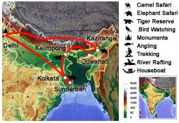 East India Himalaya Tour Map